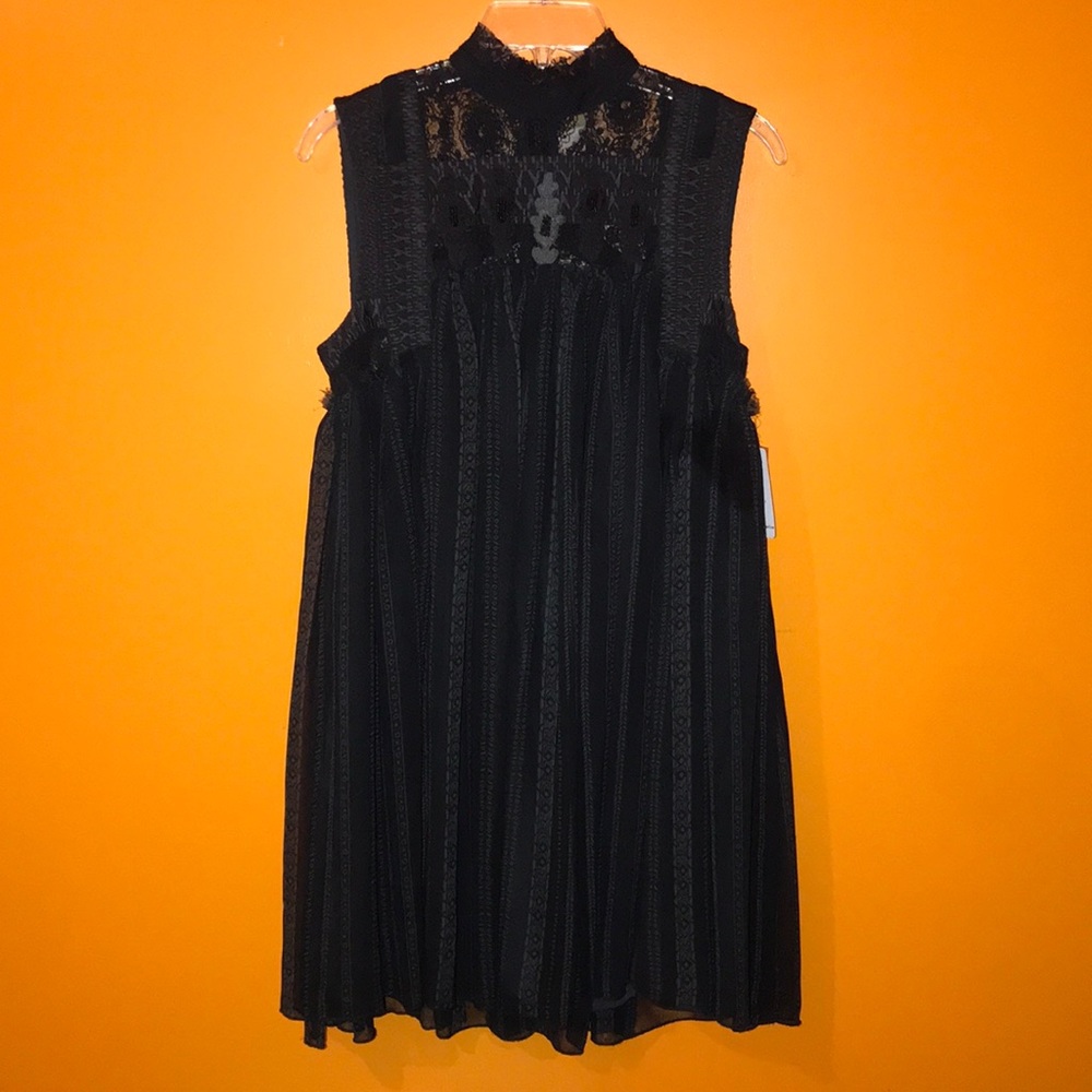 Free People High Lace Neck Shift Mini Dress NWT